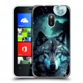 Дизайнерский пластиковый чехол для Nokia Lumia 620 Волк и луна