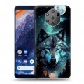 Дизайнерский пластиковый чехол для Nokia 9 PureView Волк и луна