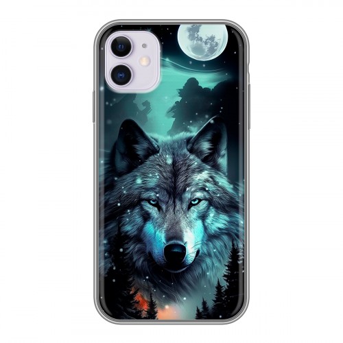 Дизайнерский пластиковый чехол для Iphone 11 Волк и луна