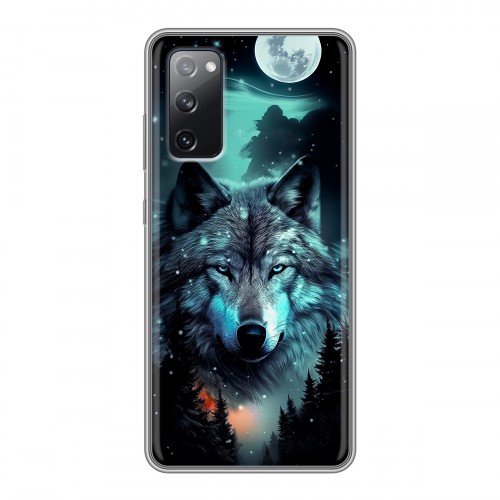 Дизайнерский силиконовый чехол для Samsung Galaxy S20 FE Волк и луна