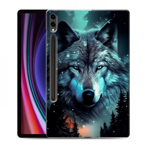 Дизайнерский силиконовый чехол для Samsung Galaxy Tab S9 Plus Волк и луна