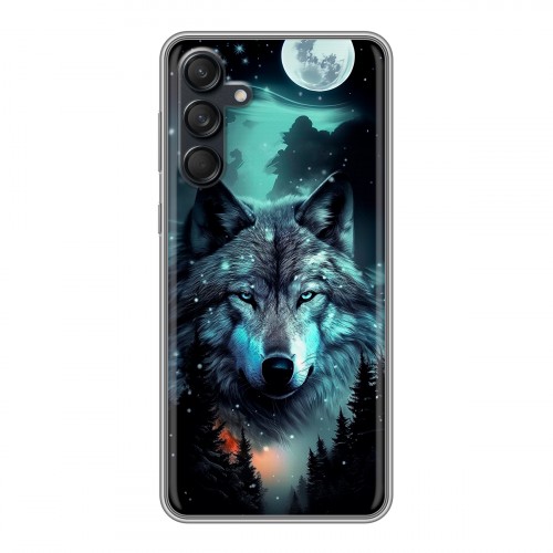Дизайнерский силиконовый чехол для Samsung Galaxy M55 Волк и луна