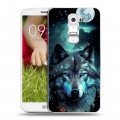 Дизайнерский пластиковый чехол для LG Optimus G2 mini Волк и луна