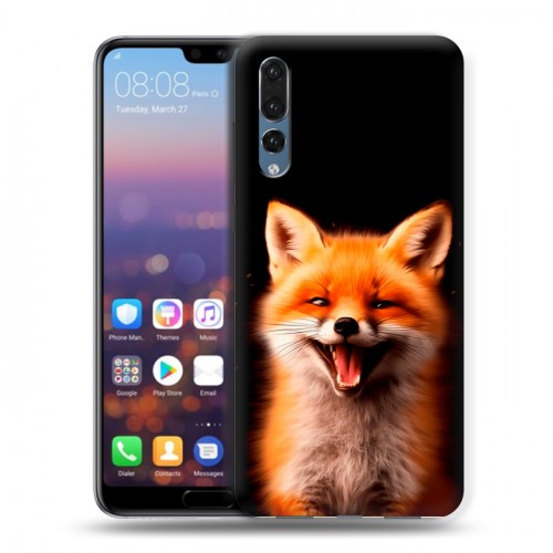 Дизайнерский силиконовый с усиленными углами чехол для Huawei P20 Pro Лиса