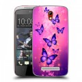 Дизайнерский пластиковый чехол для HTC Desire 500 Бабочки
