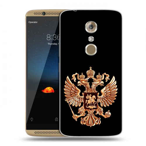 Дизайнерский пластиковый чехол для ZTE Axon 7 Герб России золотой