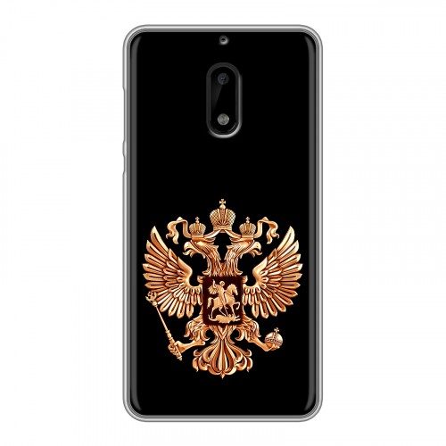 Дизайнерский пластиковый чехол для Nokia 6 Герб России золотой