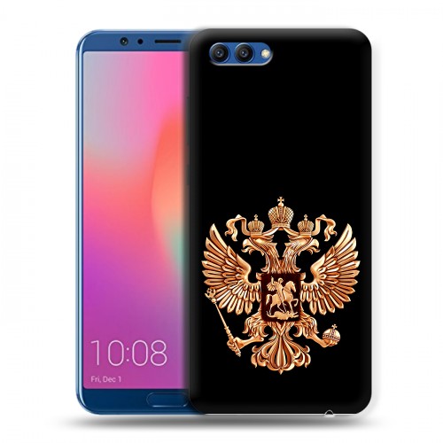 Дизайнерский пластиковый чехол для Huawei Honor View 10 Герб России золотой