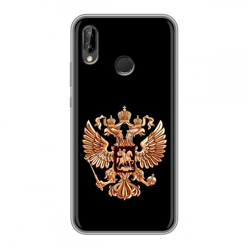 Дизайнерский силиконовый чехол для Huawei P20 Lite Герб России золотой