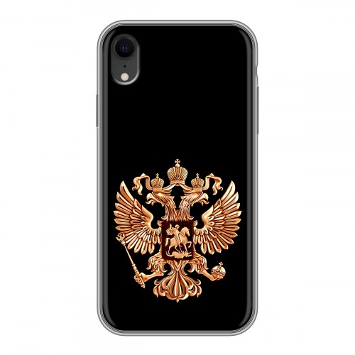 Дизайнерский силиконовый чехол для Iphone Xr Герб России золотой