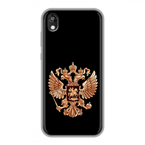 Дизайнерский силиконовый чехол для Huawei Honor 8s Герб России золотой