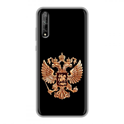 Дизайнерский силиконовый чехол для Huawei Y8p Герб России золотой