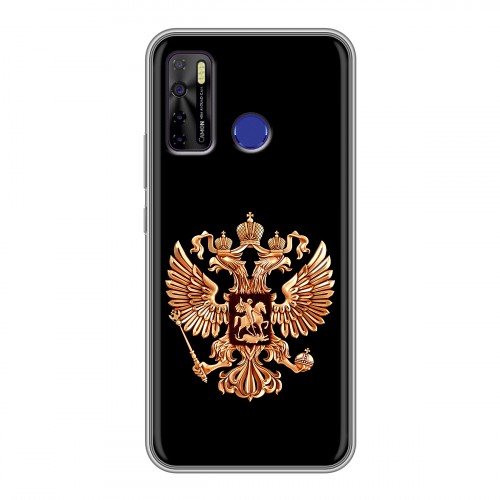 Дизайнерский силиконовый чехол для Tecno Camon 15 Герб России золотой