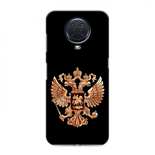 Дизайнерский силиконовый с усиленными углами чехол для Nokia G20 Герб России золотой
