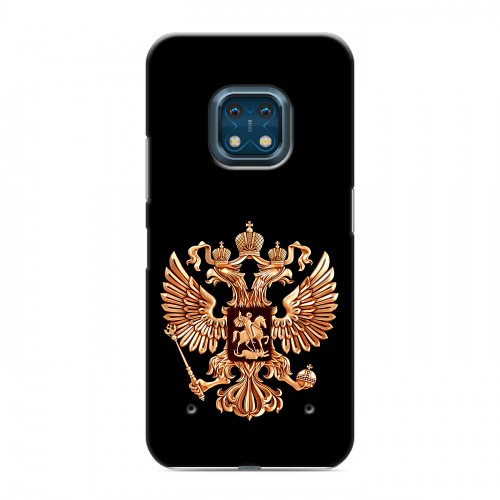 Дизайнерский силиконовый с усиленными углами чехол для Nokia XR20 Герб России золотой