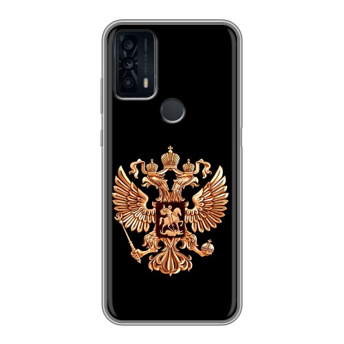 Дизайнерский силиконовый чехол для TCL 20B Герб России золотой