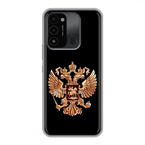 Дизайнерский силиконовый с усиленными углами чехол для Tecno Spark Go 2022 Герб России золотой