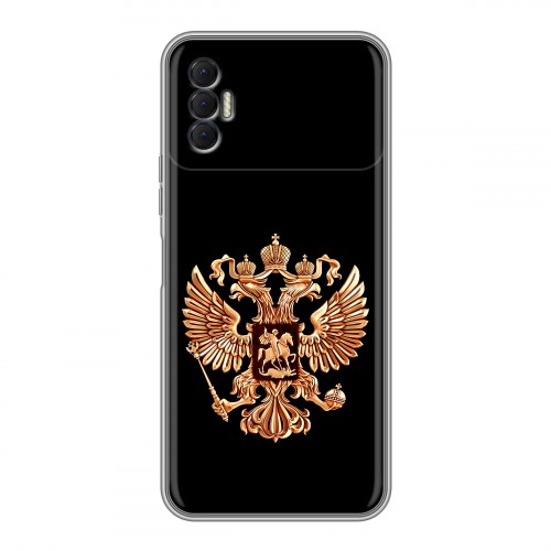 Дизайнерский силиконовый чехол для Tecno Spark 8P Герб России золотой