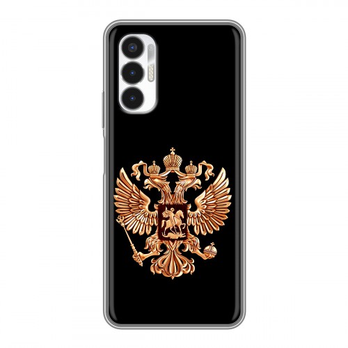 Дизайнерский силиконовый чехол для Tecno Pova 3 Герб России золотой