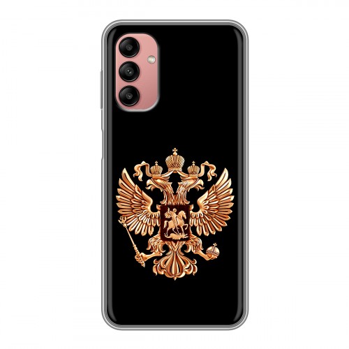 Дизайнерский силиконовый чехол для Samsung Galaxy A04s Герб России золотой