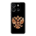 Дизайнерский силиконовый чехол для Infinix Smart 7 Герб России золотой