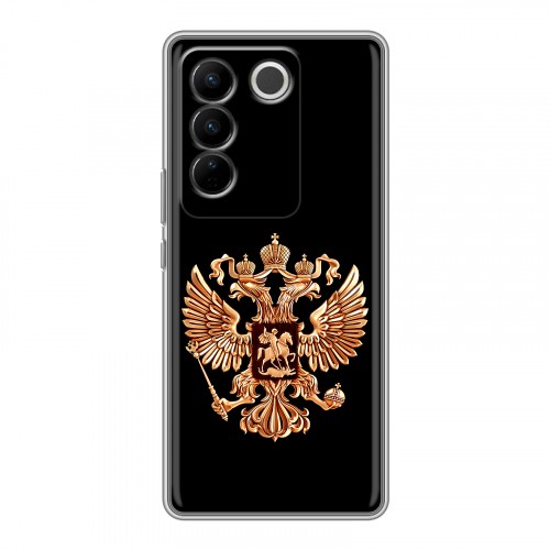 Дизайнерский силиконовый чехол для Vivo V27 Герб России золотой