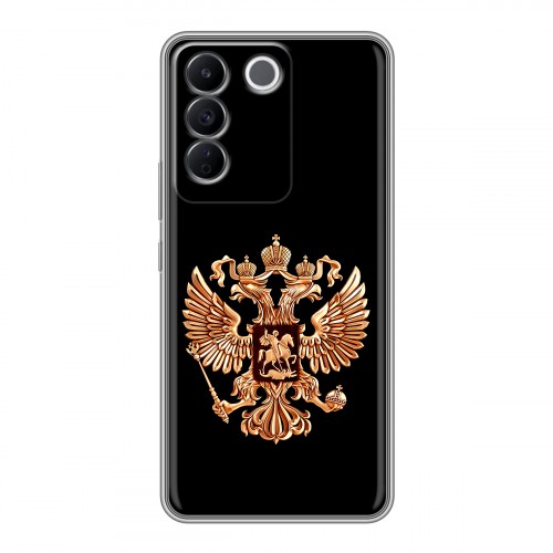 Дизайнерский силиконовый чехол для Vivo V27e Герб России золотой