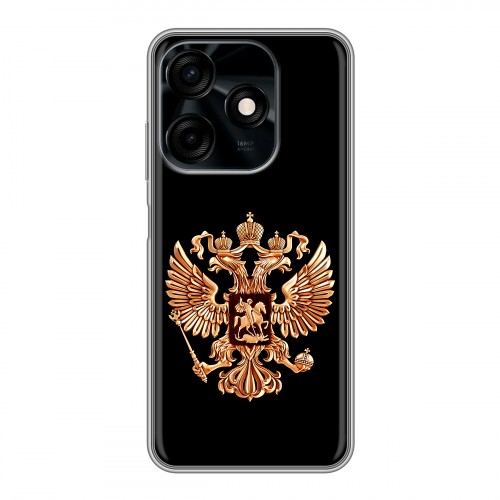 Дизайнерский силиконовый чехол для Tecno Spark 10C Герб России золотой