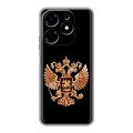 Дизайнерский силиконовый с усиленными углами чехол для Tecno Spark 10 Герб России золотой