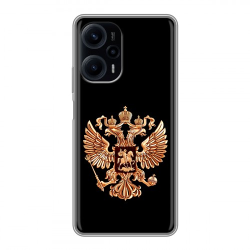 Дизайнерский силиконовый чехол для XIaomi Poco F5 Герб России золотой
