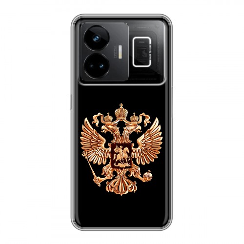 Дизайнерский силиконовый чехол для Realme GT3 Герб России золотой