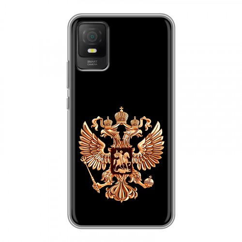 Дизайнерский силиконовый чехол для TCL 403 Герб России золотой