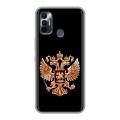 Дизайнерский силиконовый чехол для Tecno Spark 7 Герб России золотой
