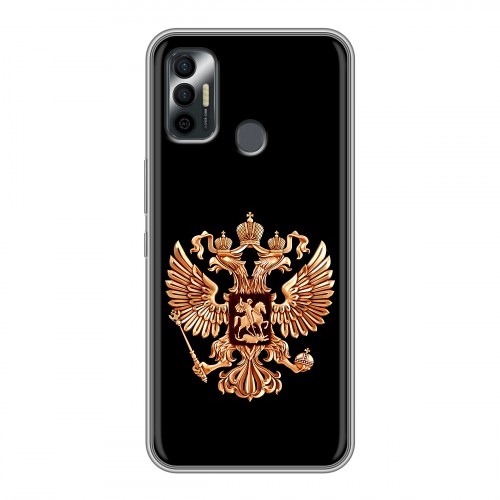 Дизайнерский силиконовый чехол для Tecno Spark 7 Герб России золотой