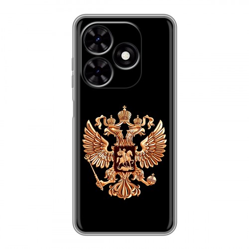 Дизайнерский силиконовый чехол для Tecno Spark Go 2024 Герб России золотой