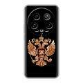 Дизайнерский силиконовый чехол для Xiaomi 14 Ultra Герб России золотой