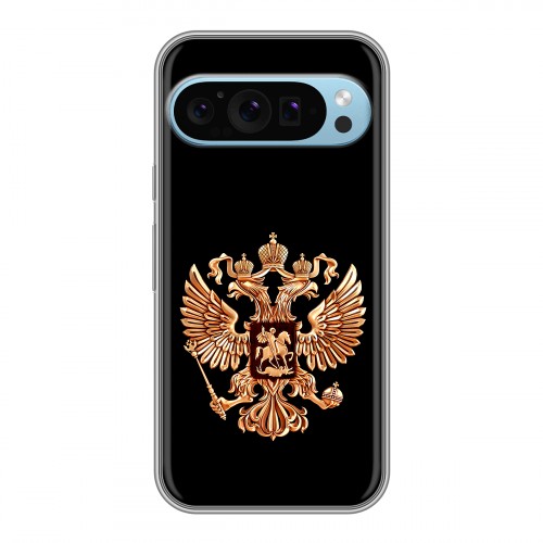 Дизайнерский силиконовый чехол для Google Pixel 9 Герб России золотой