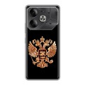 Дизайнерский силиконовый чехол для Tecno Pova 6 Герб России золотой