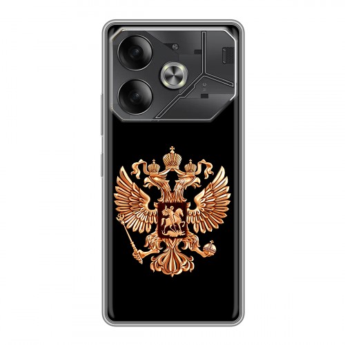 Дизайнерский силиконовый чехол для Tecno Pova 6 Герб России золотой