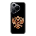 Дизайнерский силиконовый чехол для Huawei Pura 70 Герб России золотой