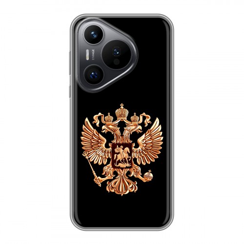 Дизайнерский силиконовый чехол для Huawei Pura 70 Герб России золотой