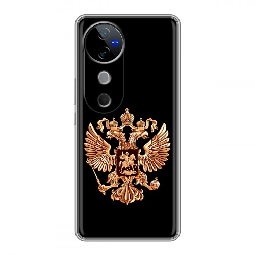 Дизайнерский силиконовый чехол для Vivo V40 5G Герб России золотой