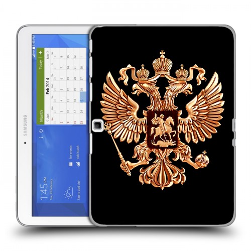 Дизайнерский силиконовый чехол для Samsung Galaxy Tab 4 10.1 Герб России золотой