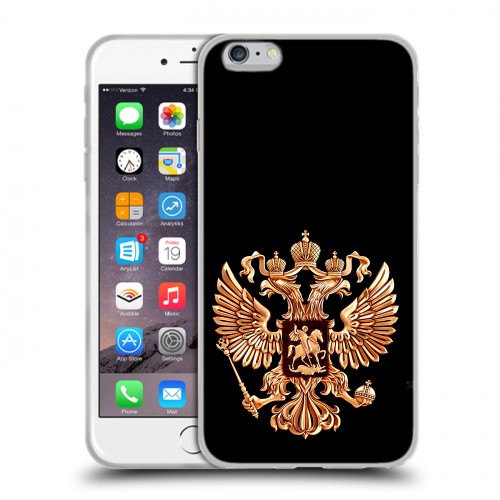 Дизайнерский силиконовый чехол для Iphone 6 Plus/6s Plus Герб России золотой