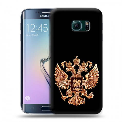 Дизайнерский силиконовый чехол для Samsung Galaxy S6 Edge Герб России золотой