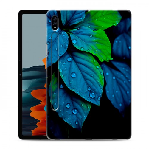 Дизайнерский силиконовый чехол для Samsung Galaxy Tab S7 Листья и роса