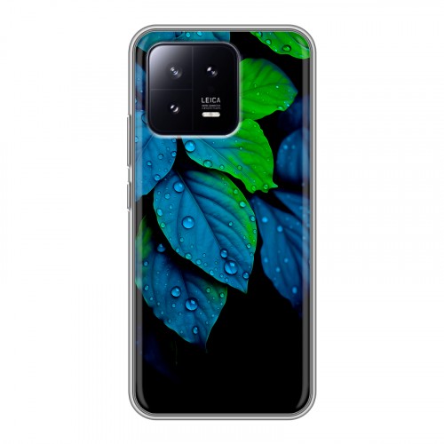 Дизайнерский силиконовый чехол для Xiaomi 13 Листья и роса