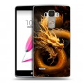 Дизайнерский пластиковый чехол для LG G4 Stylus Золотой дракон