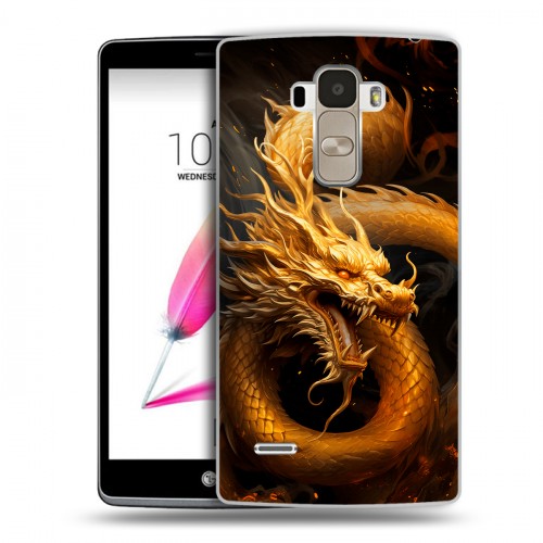 Дизайнерский пластиковый чехол для LG G4 Stylus Золотой дракон