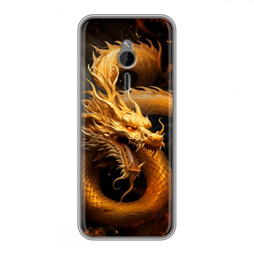Дизайнерский силиконовый чехол для Nokia 230 Золотой дракон